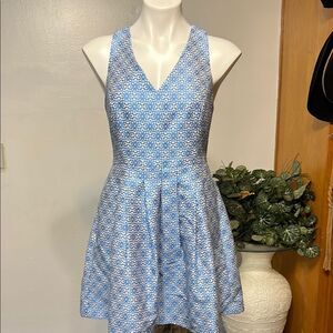 Banana Republic Blue and White Patterned Women's Dress